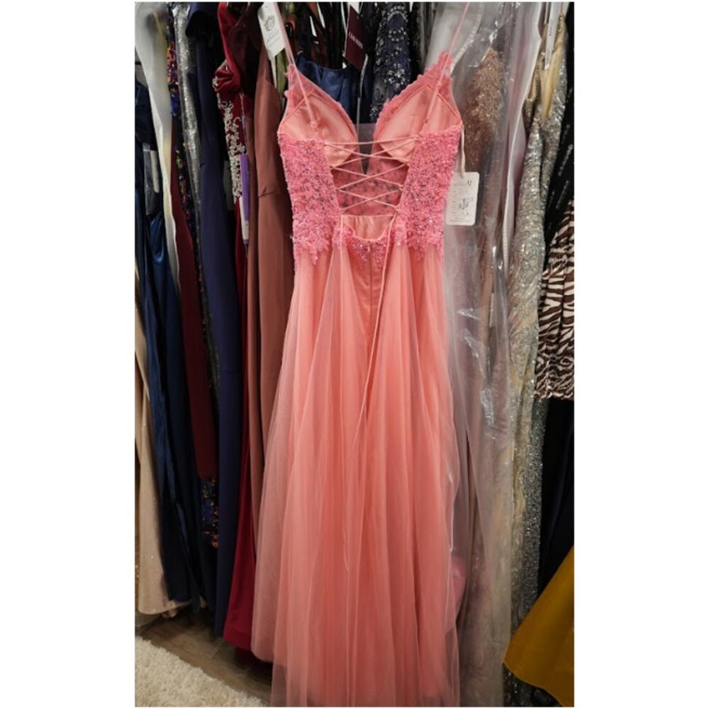House of Jovelle Evening Gown Women Sz 2-6 Coral Tulle Lace Formal Elegant NWT - Picture 3 of 3
